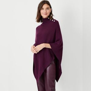Pearlized Mock Neck Poncho